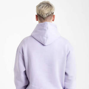 เสื้อฮู้ดดี้ผ้าฝ้ายแท้ 100% ทรงโอเวอร์ไซส์ แบบเรียบ ไม่มีลาย สำหรับทุกเพศทุกวัย เสื้อสเวตเชิ้ตคุณภาพสูง สตรีทแวร์แบบกำหนดเองได้ เสื้อฮู้ดดี้ผ้าฟลีซ - Product Image 4