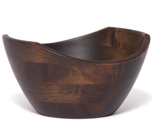 Tazón redondo de madera para servir, perfecto para aperitivos, pan, papas fritas, palomitas, pasta, elegante, funcional y práctico. - Product Image 3