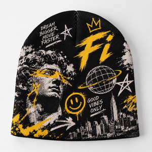 Wholesale Unisex High Quality Custom Logo Plain Designer All Over Sublimation Print Beanies Cap Y2K Jacquard Warm Beanies Luxury - Product Image 4