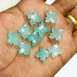 พลอยแคลเซโดนีสีน้ำเงินธรรมชาติรูปดอกไม้แกะสลักสำหรับขายส่ง, พลอยแคลเซโดนีสีน้ำเงินแกะสลักด้วยมือสำหรับทำเครื่องประดับ - Product Image 2