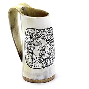 Mug en corne de buffle au design élégant, en résine et bois, idéal pour boire, avec finition naturelle / support - Product Image 3