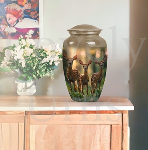 Deer embellished adult memorial cremation urn for <b>ashes</b> decorative <b>keepsake</b> remembrance tribute urn - Product Image 2