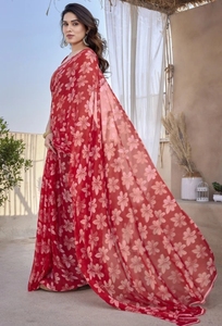 KV <b>Printed</b> Traditional Daily Wear Chiffon & Georgette Saree for Party Occasions Rayon <b>Material</b> - Product Image 2
