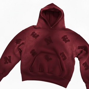 Unisex <b>Black</b> Solid Embossed Custom Printed Breathable Winter Front Pullover Hoodie Cotton <b>Fleece</b> Casual Streetwear OEM Service - Product Image 6