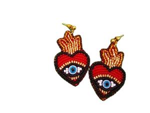 Elección hecha a mano bordado con cuentas corazón colgante pendiente elegante de moda elegante lindo y Premium de alta calidad de lujo de la India - Product Image 2