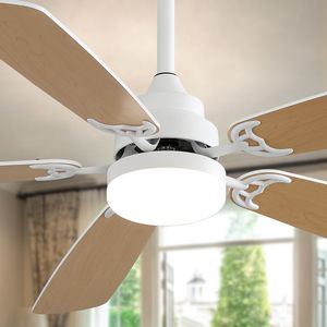 Ventilatore da soffitto LED moderno da 52 pollici per interni con 6 velocità dimmerabili, 5 pale, telecomando, motore DC reversibile e luce LED - Product Image 4