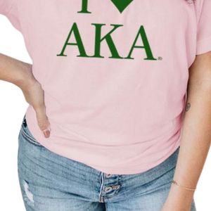 Camiseta I Love AKA, camiseta de algodón bordada en rosa y verde, Top informal de manga corta a la moda para mujeres y hombres, ropa cómoda de verano - Product Image 6