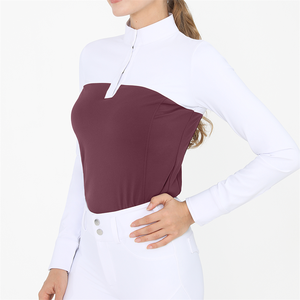 Chemise d'équitation élégante pour femme en cuir véritable respirant, manches longues, prête pour la concours, couleur blanche - Product Image 2