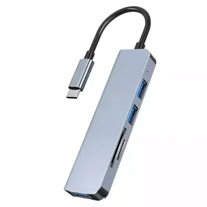 Hub USB 5 en 1 3.0, 4 Ports, 5Gbps, adaptateur de répartiteur OEM, lecteur SD TF, ordinateur, données USB, Type C, station d'accueil