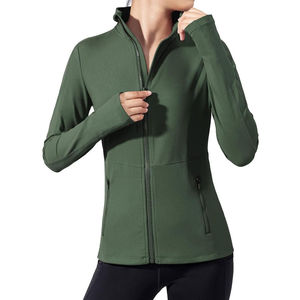 Women Slim Fit Motorcycle Jacket Full Zip Quick Dry Breathable Gym Running Yoga Training Stretch Activewear Long Sleeve - Product Image 1