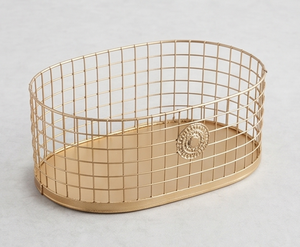 Handmade <b>Gold</b> Plated Metal Wire <b>Basket</b> With Elegant Design Perfect For Kitchen Fruit <b>Storage</b> And Hotel Essentials - Product Image 1