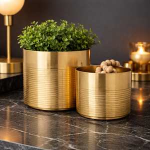 Gold Iron Powder Coated Durable Multi-Purpose Modern Classic Floor & Indoor Outdoor Planter Drainage - Product Image 2
