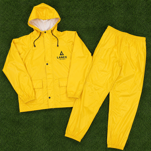 Custom Yellow PVC Waterproof Rain Suit with Hood Heavy Duty Rain <b>Jacket</b> and Pants Windproof Outdoor Fishing Hiking Work Rain Use - Product Image 6