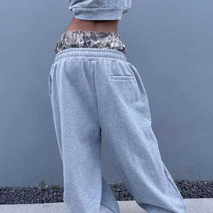 Pantalon de survêtement homme de haute qualité en molleton bouclette, coupe large, double ceinture, motif camouflage superposé, style streetwear, avec logo personnalisé - Product Image 2