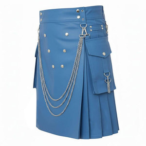 Falda Cargo Azul de Algodón para Mujer, Estilo Utilitario, con Cadenas, Punk Rock Gótico, Tela Resistente Personalizada - Product Image 4