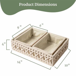 Set of 3 Natural Storage <b>Baskets</b> Handwoven Organizer <b>Basket</b> Multipurpose Woven Storage Box for Home Kitchen Bedroom Bathroom - Product Image 3