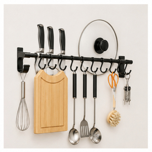 Multifunctional Wall-Mounted <b>Kitchen</b> Organizer Hanging Rail Metal Rail Space Saving Minimalist Design for <b>Kitchen</b> Storage - Product Image 5