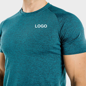 T-shirt en jersey de polyester à manches courtes pour homme, col rond, couleur unie, coupe ajustée, décontracté, longueur normale, séchage rapide, idéal pour la gym - Product Image 5