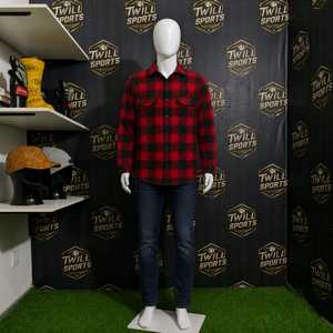 Men's Plus Size Woven Flannel Shirt Regular Fit Casual Full Sleeve <b>Button</b> Collar 100% Cotton Heat-Transfer Printed Winter - Product Image 5