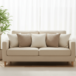 SOGA Ensemble de 6 housses de coussin décoratives élégantes en tricot tissé beige taupe et blanc pur Serenity - Product Image 3