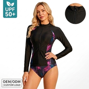 ชุดว่ายน้ำแขนยาวมีซิปด้านหน้าพิมพ์ลาย tankinis UPF 50 + - Product Image 1