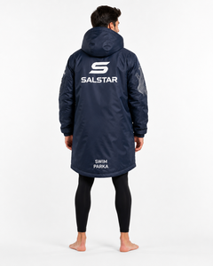 Parka à capuche bleue pour homme SALSTAR, manches longues, doublure polaire, fermeture éclair, vêtement d'extérieur décontracté, parka de bain - Product Image 4