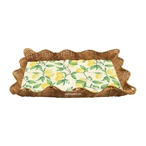 Best Selling Customized Color Design Scallop Rattan Wood Serving Tray Tropical <b>Lacquerware</b> Tray Premium Quality - Product Image 2