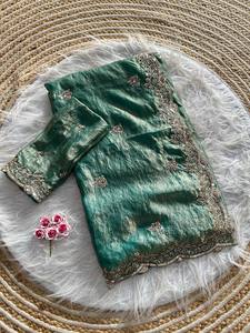 Sari indien Bollywood moderne pour femme, en georgette, avec chemisier ethnique, confortable et élégant, idéal pour les mariages et les soirées exclusives. - Product Image 1