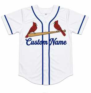 Camiseta deportiva de béisbol personalizada con estampado por sublimación, transpirable, de malla de alta calidad, cuello en V, manga corta, verano, blanca con ribete azul marino, OEM - Product Image 1