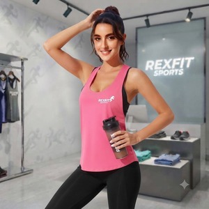 REXFITSPORTS 2026 เสื้อกล้ามกีฬาผู้หญิงแบบใหม่พร้อมโลโก้สั่งทำพิเศษ ระบายอากาศได้ดี ไม่มีแขน เหมาะสำหรับออกกำลังกาย โยคะ ฟิตเนส วิ่ง และการออกกำลังกายอื่นๆ ผลิตโดยโรงงาน - Product Image 3