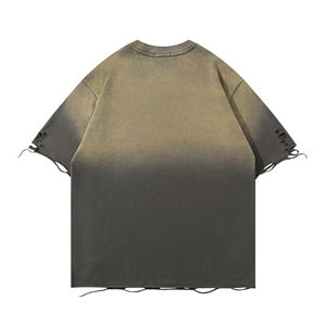 T-shirts personnalisés pour hommes, coupe oversize, délavés à l'acide, effet usé, 100% coton, couleur unie, manches courtes, épaules tombantes, décontractés et respirants - Product Image 4