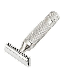 Best Private Label Safety Razor <b>Kit</b> Stainless Steel Chrome <b>Shaving</b> Men's Single Blade Razor Stand Holder for Body & Bikini Use - Product Image 1