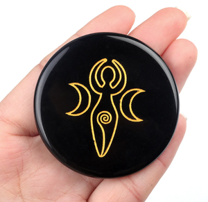 Best Quality <b>Crystal</b> Coaster Black Obsidian Symbol Plate Moon Goddess <b>Tree</b> of Life Star Sun Best Gift Home Decor - Product Image 3