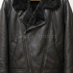 Custom Men <b>Pilot</b> Leather <b>Jackets</b> Bomber Winter Season Real Sheep Fur Shearling Leather <b>Jacket</b> Best Price Top Quality <b>Jacket</b> - Product Image 3