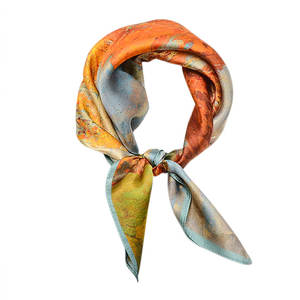 ผ้าพันคอไหมเนื้อนุ่มสำหรับผู้หญิง ผ้าพันคอไหมพิมพ์ลายสี่เหลี่ยมหรูหราสำหรับผู้หญิง ผ้าคลุมไหล่ไหมน้ำหนักเบาสำหรับผู้หญิง - Product Image 1