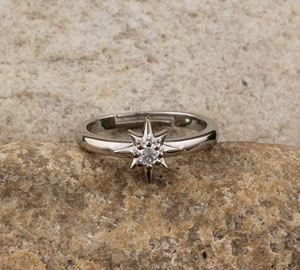 Bague en argent sterling 925 avec pierre précieuse turquoise pour femmes Classique Minimaliste Étoile Branche d'olivier Bijoux fins Cadeau d'anniversaire - Product Image 1