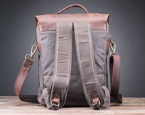 Genuine Leather <b>Canvas</b> Water Resistant <b>Backpack</b> Customizable Laptop Travel School Wholesale Manufacturer LCB-0074 - Product Image 4
