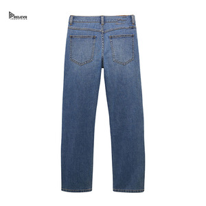 Jeans de Mezclilla Personalizados para Hombre, Corte Recto, Suaves y Transpirables, Lavado Medio, Algodón, Corte Regular, Estilo Casual, Ropa Urbana - Product Image 2