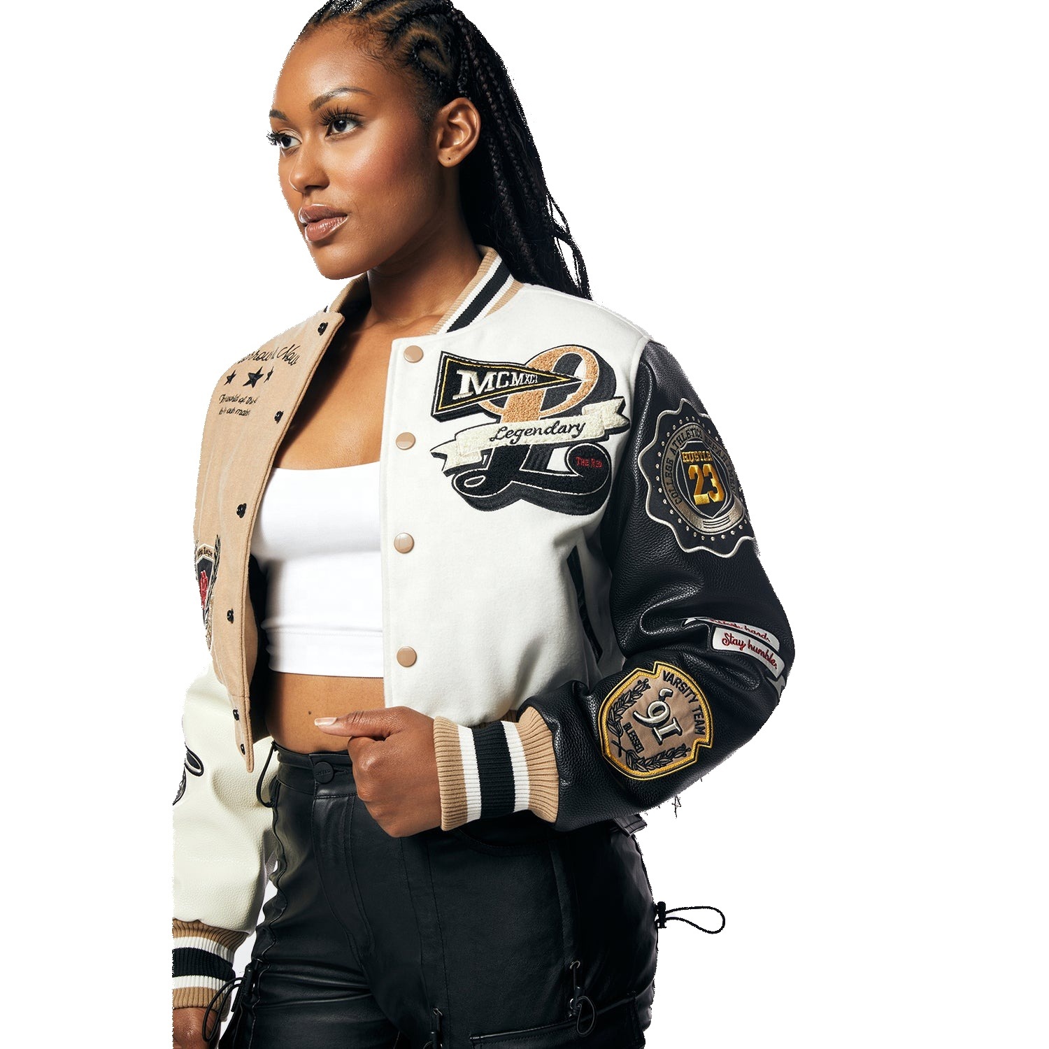 Women Streetwear Vintage Style Cropped Wool Varsity Jackets Y2K  display picture 1