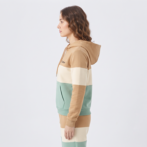 <b>Women's</b> Color beige and pannel sky and <b>white</b> Hooded Sweatshirt Long Sleeve Kangaroo Pocket Pullover <b>Hoodie</b> Top - Product Image 2
