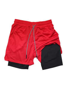 Pantalones cortos de doble capa delgados de verano de alta calidad para hombre, pantalones cortos transpirables personalizados para fitness al aire libre para hombre - Product Image 2