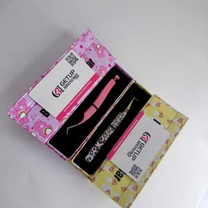 En gros, ensemble de pinces à cils rose à motif poupée et de pinces à extensions de cils à motif léopard personnalisé, en acier inoxydable, marque privée - Product Image 2