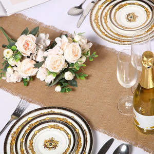 Nouveaux chemins de table en toile de jute rustique 12x71 pouces, couleur kaki, style campagnard, pour mariages et fêtes d'anniversaire - Product Image 4