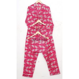 Elegante Conjunto de Pijama de Algodón para Mujer, Diseño Floral Estampado a Mano, Ropa de Dormir Cómoda, Ropa de Fiesta, Lavable, Estilo Indio - Product Image 5