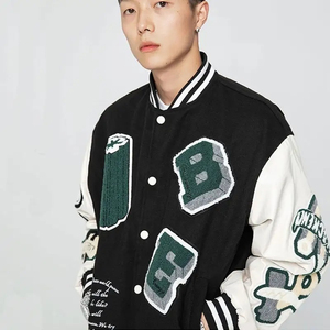Veste bomber varsity Signature Edition en cuir premium, style baseball, logo brodé, mode hiver pour homme, directement de l'usine - Product Image 3