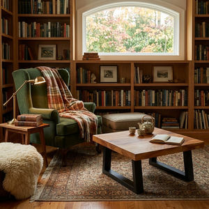 Mesa de Centro Moderna Minimalista Niwara Bisoepo, Duradera, de Calidad Premium, con Superficie de Madera Suar de Borde Recto y Base Metálica Resistente - Product Image 5