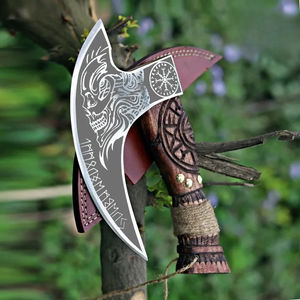 Burraq Cuchillo para Pizza de Acero al Carbono Hecho a Mano con Mango de Madera de Palisandro y Funda de Cuero, Hacha Industrial DIY, Tomahawk para Exteriores, Regalo para el Día del Padre - Product Image 3