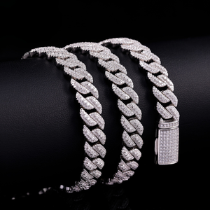 Hiphop Unisex 925 Sterling <b>Silver</b> Gold Plated Round Brilliant Moissanite Link <b>Chain</b> Necklace GRA Certified Wedding Gift Jewelry - Product Image 5