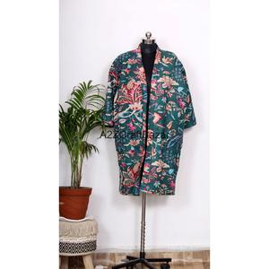 Kimono de algodón 100% puro para mujer, con estampado floral de lujo, mangas tres cuartos, tela suave y transpirable para el invierno. - Product Image 6