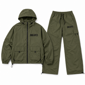 <b>Men's</b> Olive <b>Green</b> Hooded Windbreaker Tracksuit Set <b>Cargo</b> <b>Pants</b> Lightweight Outdoor Sportswear Streetwear Custom - Product Image 6